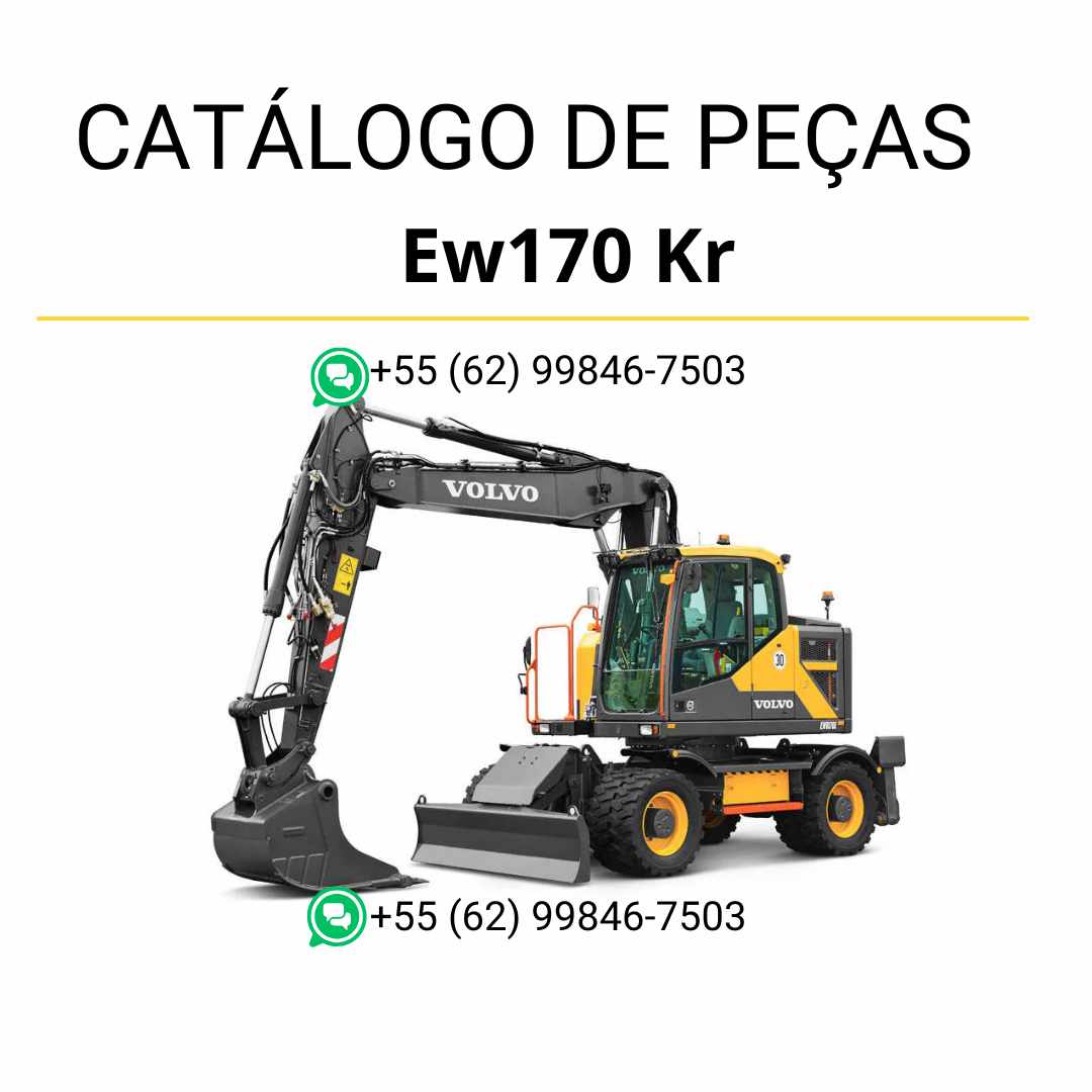Catálogo de peças da escavadeira Volvo EW170 KR em PDF, com conteúdo técnico completo em português para identificação de componentes.