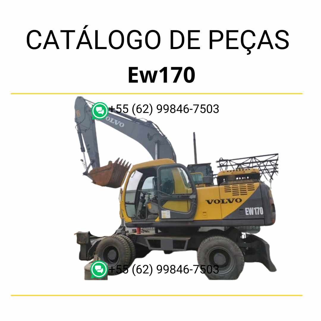 Catálogo de peças PDF para escavadeira Volvo EW170 em português, com diagramas e códigos detalhados para manutenção.