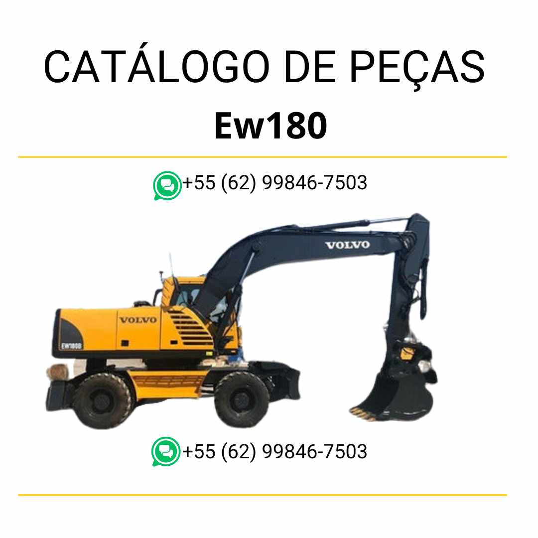 Catálogo de peças para escavadeira Volvo EW180 em PDF, com diagramas técnicos detalhados e conteúdo completo em português