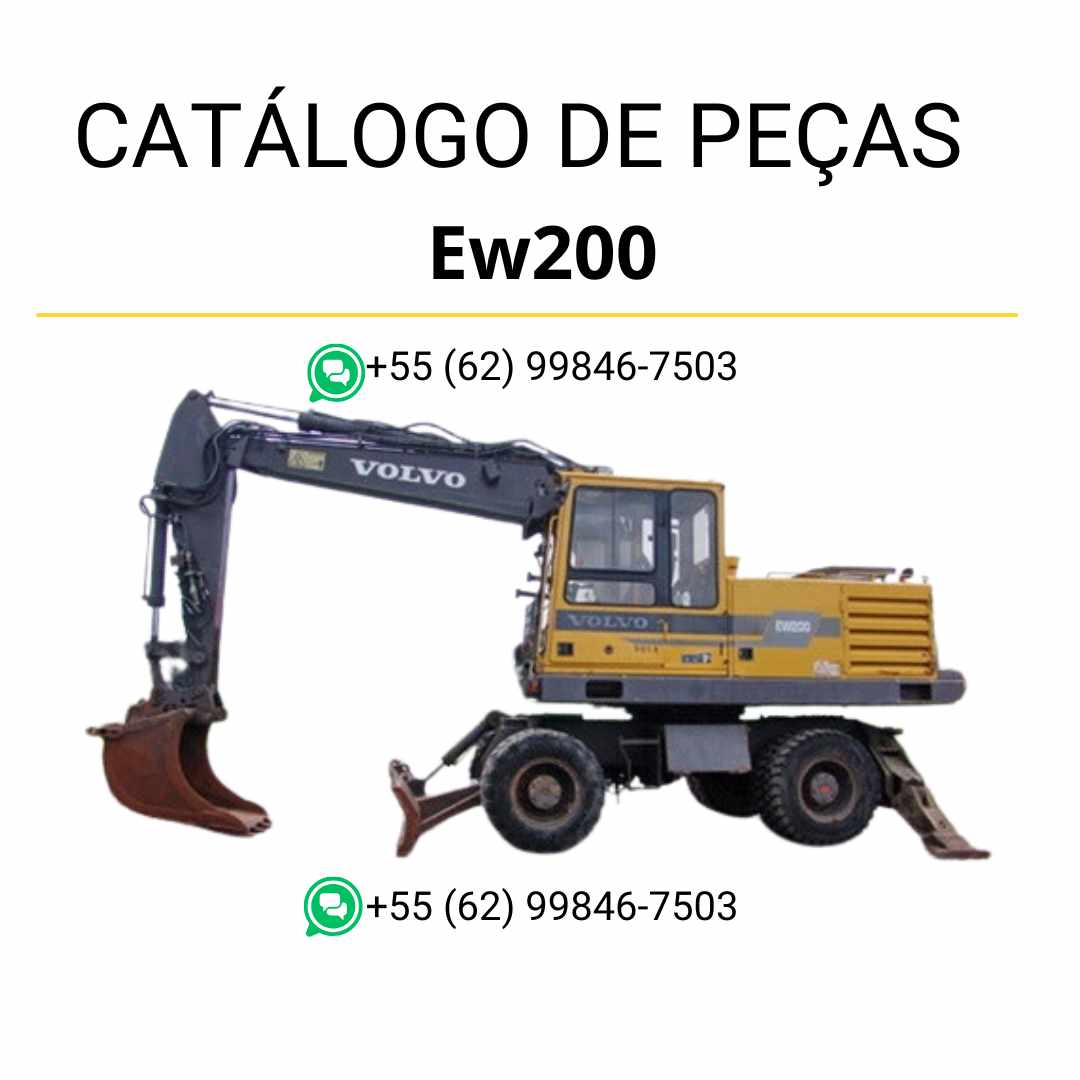 Catálogo de peças PDF da escavadeira Volvo EW200 em português, com diagramas técnicos e identificação de componentes