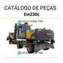 Catálogo de peças Volvo EW230C em PDF, escavadeira hidráulica, com diagramas técnicos e códigos detalhados em português.