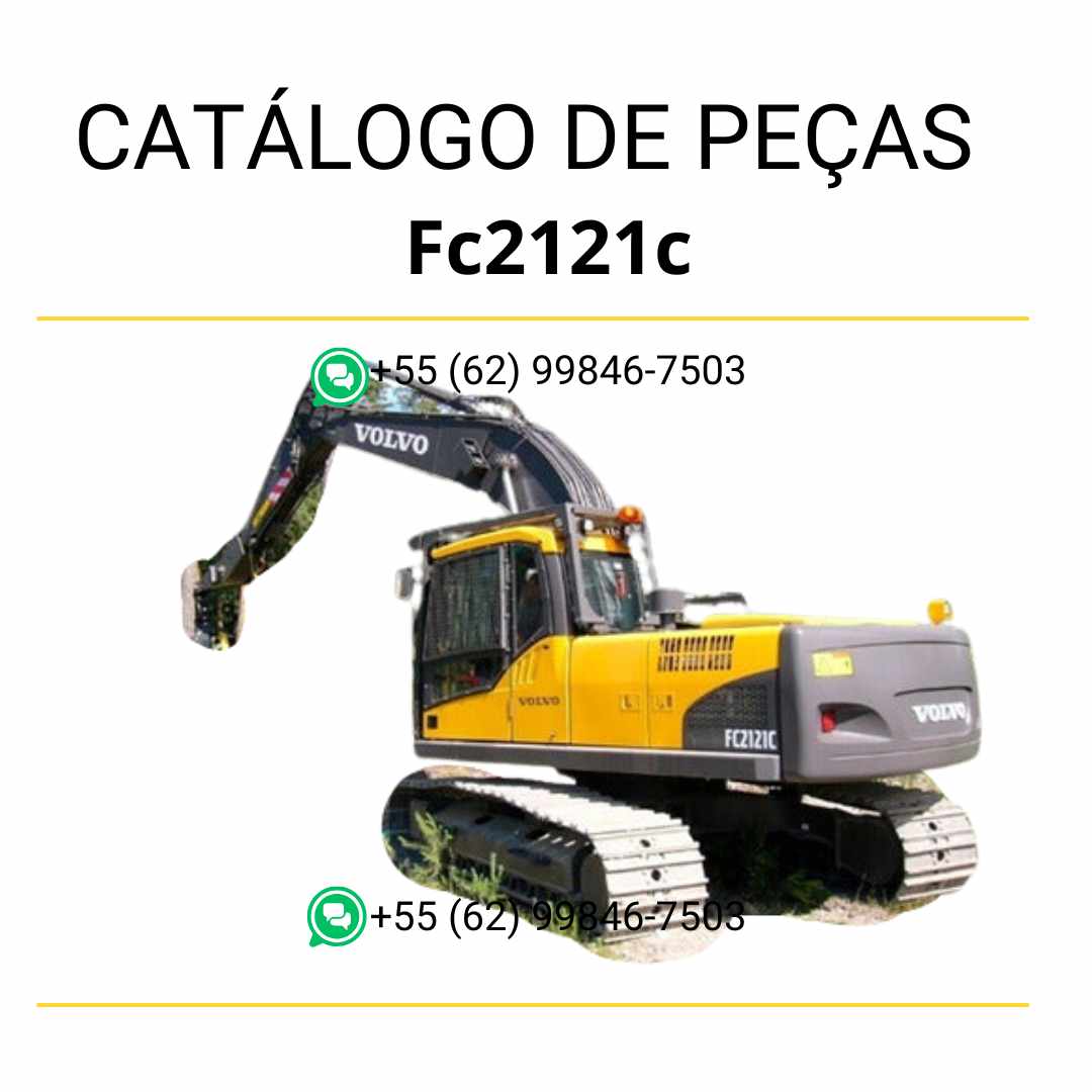 Catálogo de peças Volvo FC2121C para escavadeiras, em PDF e português, com códigos, listas e diagramas técnicos completos.