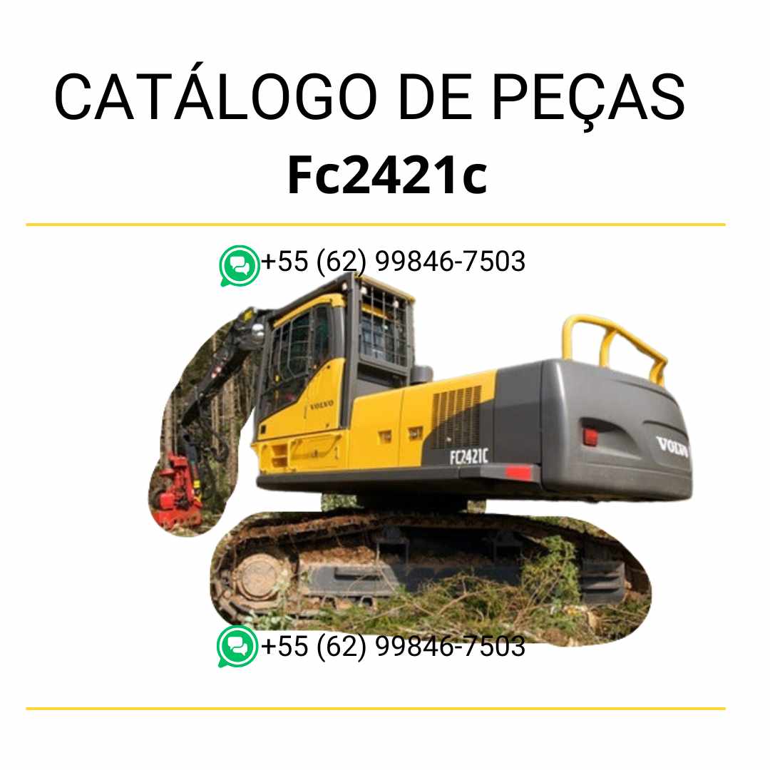 Catálogo de peças Volvo FC2421C para escavadeiras, em PDF e português, com diagramas detalhados e códigos de componentes.