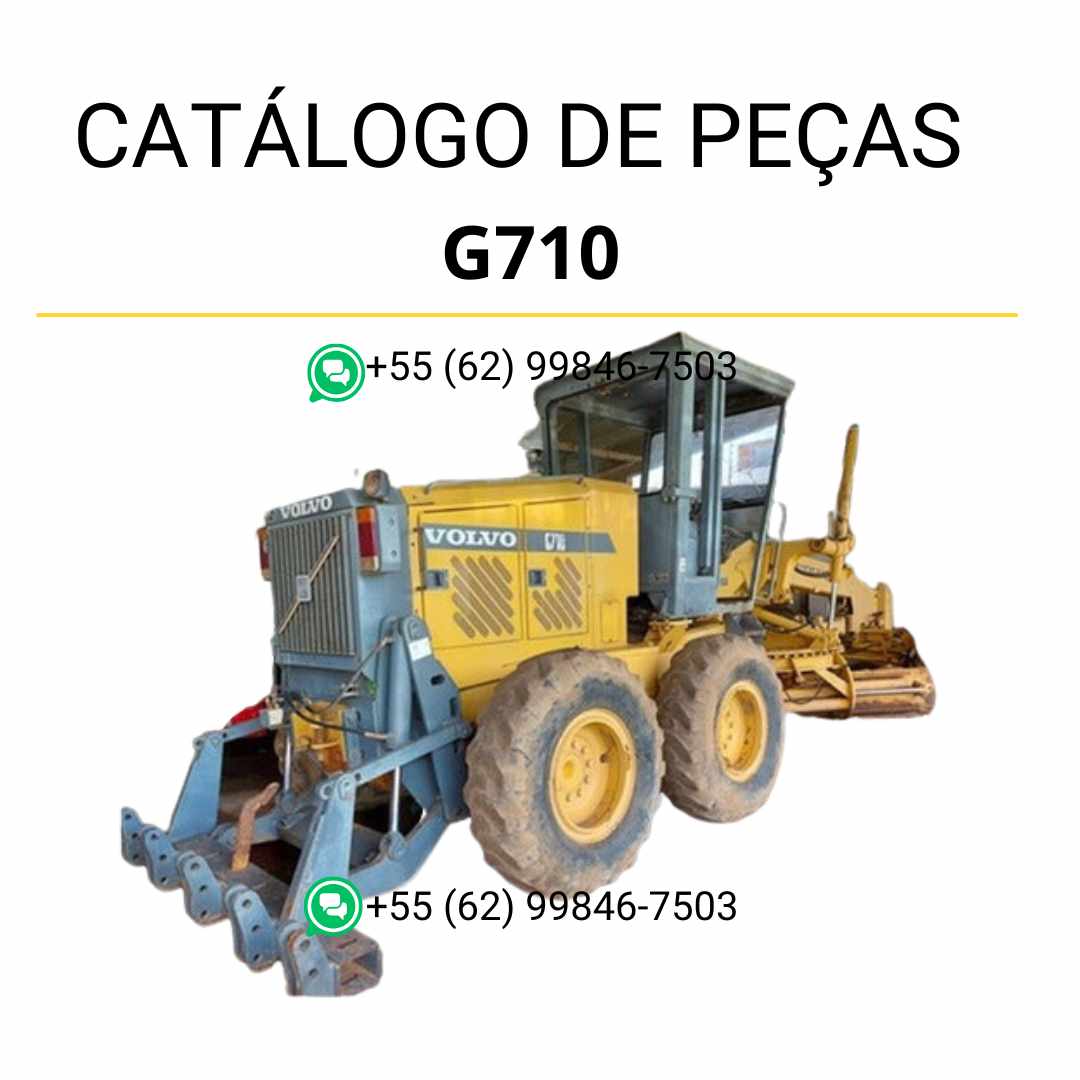 Catálogo PDF em português com peças e diagramas da motoniveladora Volvo G710, ideal para manutenção e identificação técnica completa