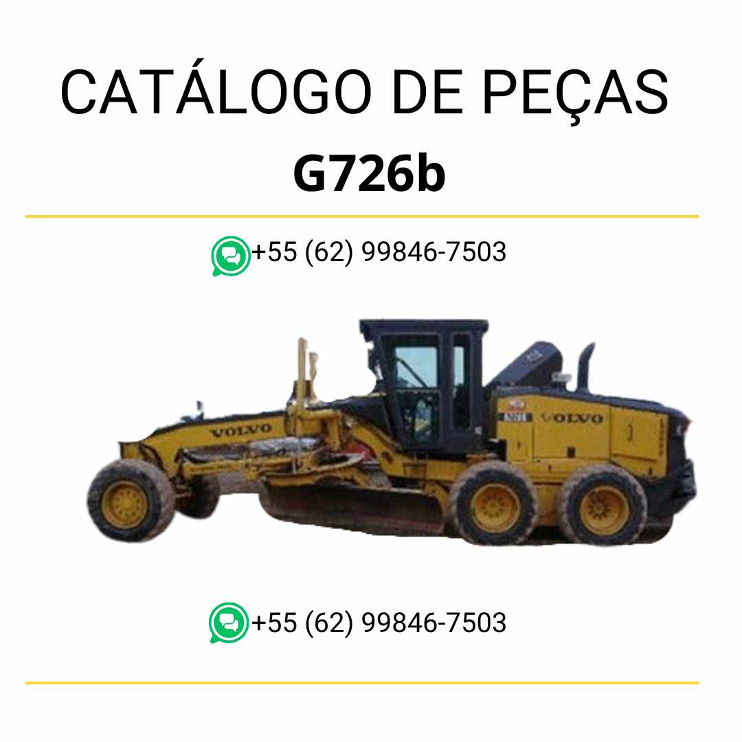 Catálogo PDF em português com peças e diagramas técnicos da motoniveladora Volvo G726B, ideal para manutenção e identificação completa