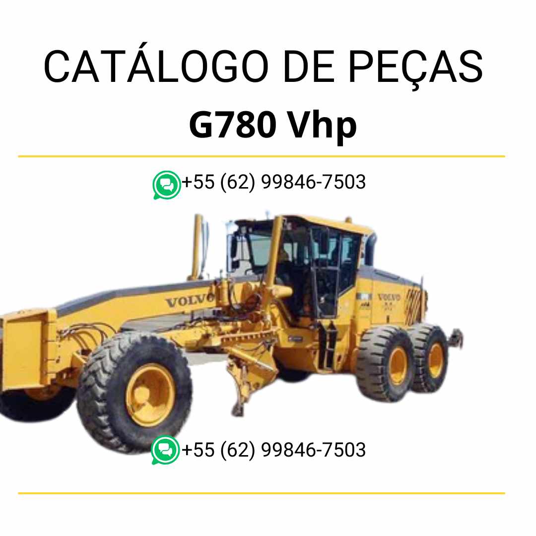 Catálogo de peças em PDF da motoniveladora Volvo G780 VHP, com diagramas técnicos e conteúdo em português para manutenção e identificação completa