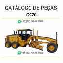 Catálogo de peças em PDF da motoniveladora Volvo G970, com conteúdo em português, diagramas técnicos e códigos completos para manutenção