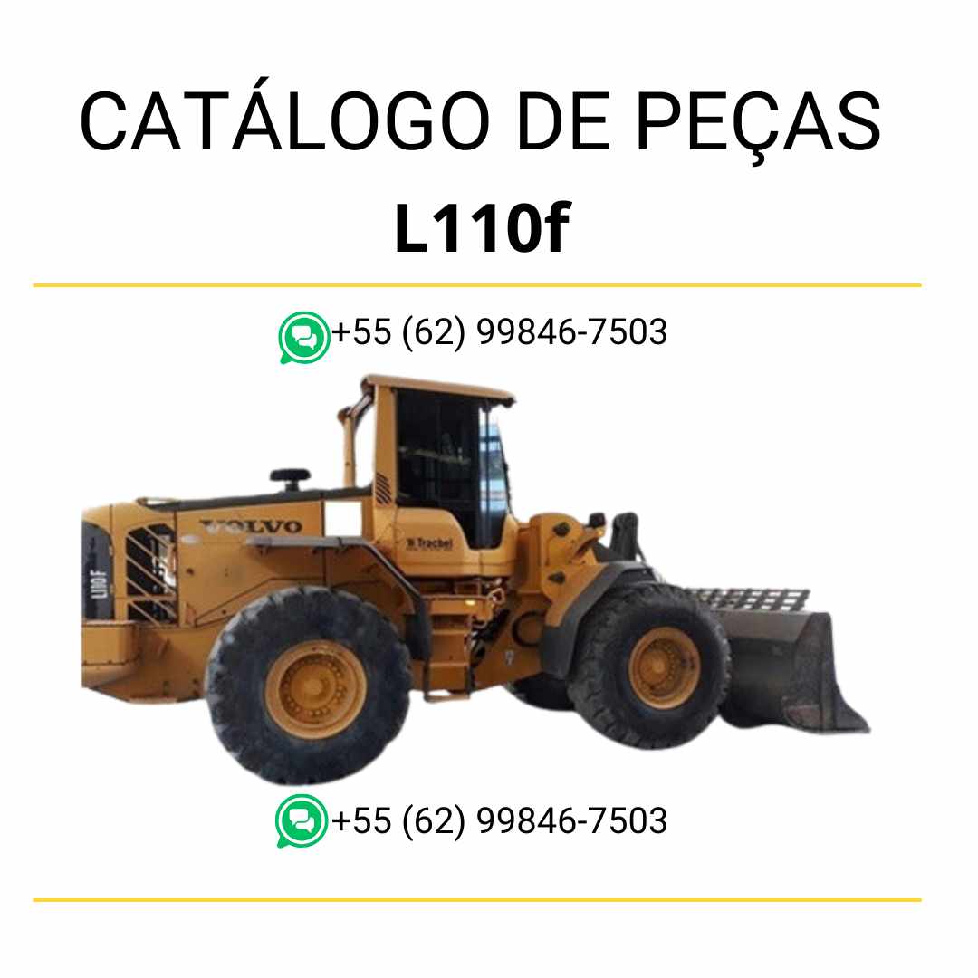 Catálogo de peças em PDF da pá carregadeira Volvo L110F, com diagramas técnicos completos, conteúdo em português e códigos de manutenção