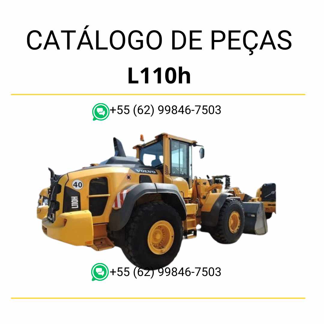Catálogo de peças em PDF da pá carregadeira Volvo L110H, com diagramas técnicos completos, conteúdo em português e códigos detalhados para manutenção