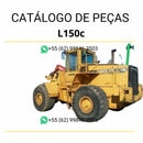 Catálogo de peças em PDF da pá carregadeira Volvo L150 BM, com diagramas técnicos detalhados, conteúdo em português e códigos para manutenção