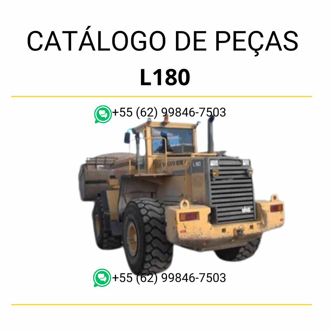 Catálogo de peças em PDF da pá carregadeira Volvo L180 BM, com conteúdo em português, diagramas técnicos completos e códigos detalhados de componentes