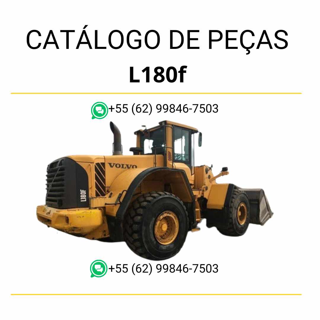 Catálogo de peças em PDF da pá carregadeira Volvo L180F, com conteúdo técnico em português, diagramas detalhados e códigos de componentes para manutenção