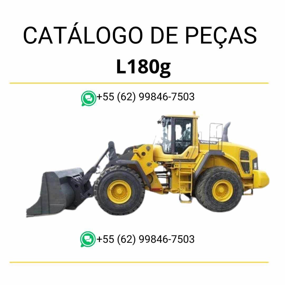Catálogo de peças em PDF da pá carregadeira Volvo L180G, com conteúdo em português, diagramas técnicos completos e códigos originais para manutenção