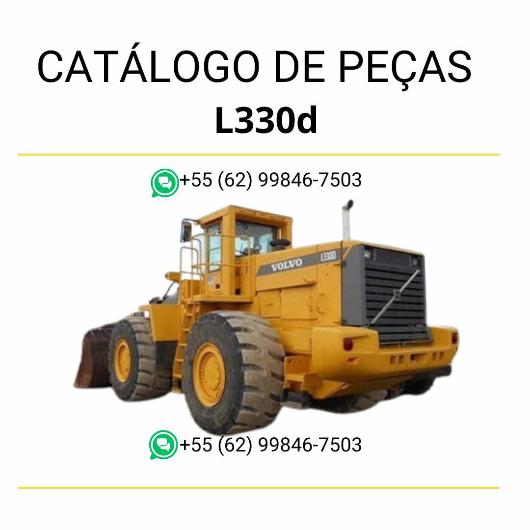 Catálogo de peças da pá carregadeira Volvo L330D em PDF, conteúdo técnico em português com códigos originais e diagramas de montagem