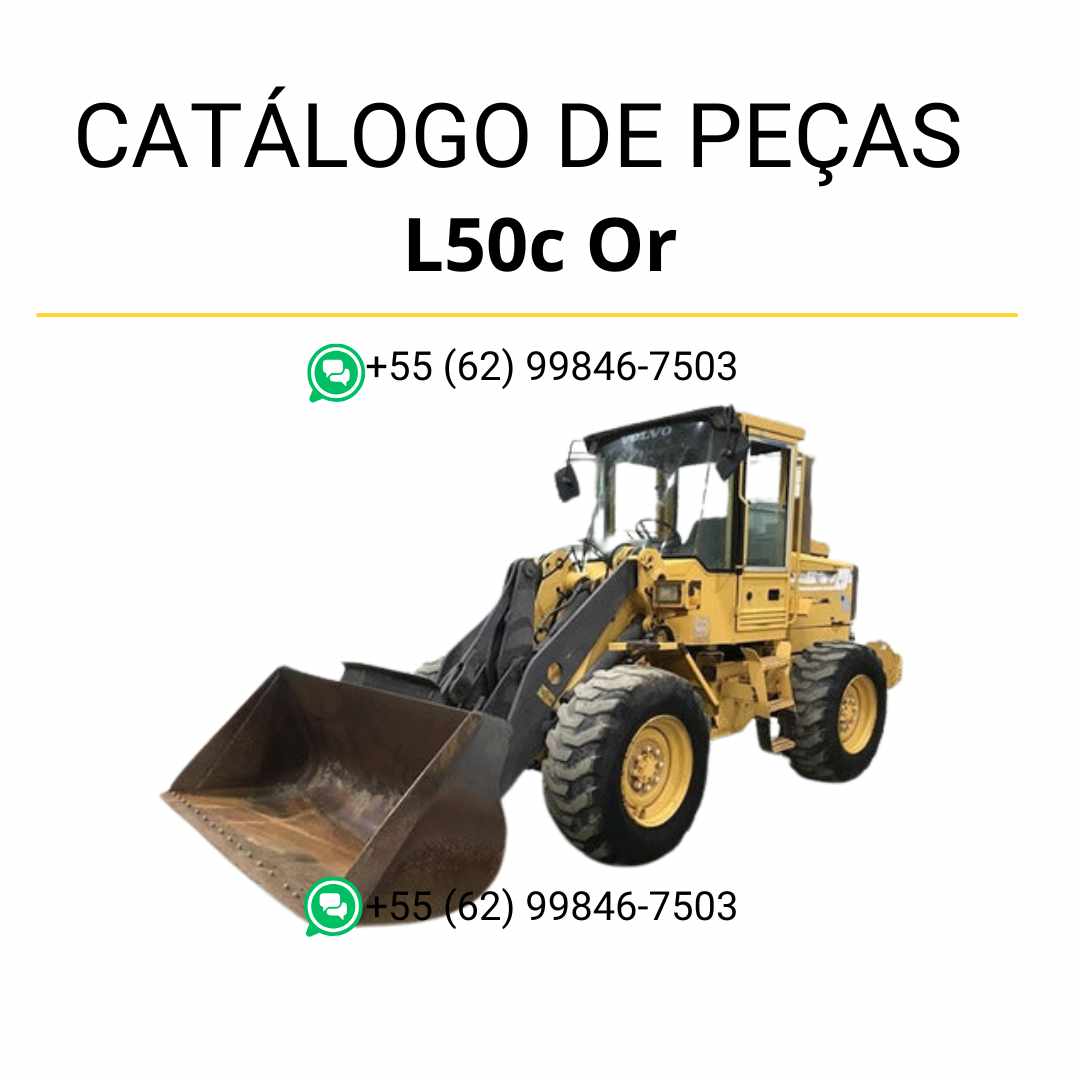 Catálogo de peças PDF da pá carregadeira Volvo L50C OR em português, com diagramas detalhados e códigos originais para manutenção