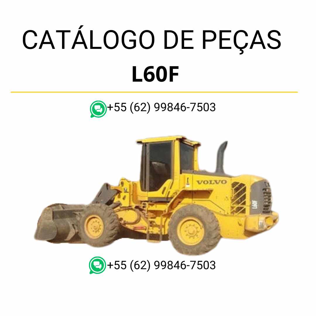 Catálogo PDF em português da pá carregadeira Volvo L60F com diagramas técnicos, códigos de peças e detalhes de montagem