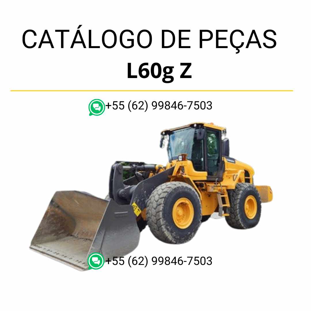 Catálogo de peças PDF da pá carregadeira Volvo L60G Z, em português, com diagramas técnicos e códigos detalhados para manutenção precisa