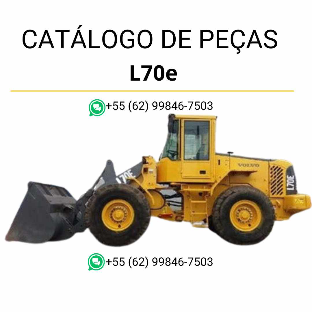 Catálogo de peças da carregadeira Volvo L70E em PDF, com diagramas técnicos e códigos completos em português