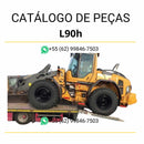Catálogo de peças em PDF para pá carregadeira Volvo L90H, com diagramas técnicos detalhados e conteúdo em português para manutenção