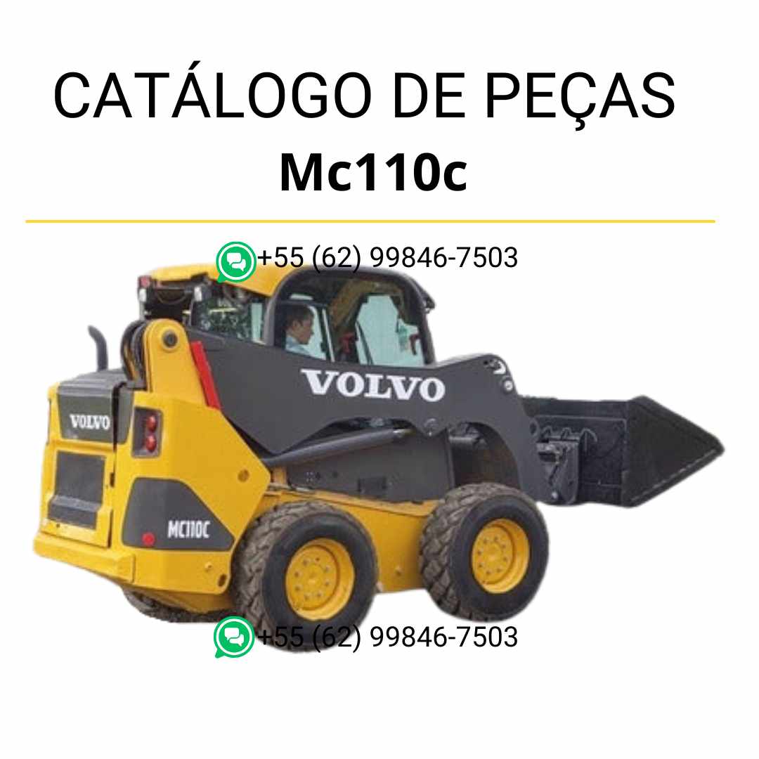 Catálogo de peças da minicarregadeira Volvo MC110C em PDF, idioma português, com códigos, diagramas e listas técnicas completas.