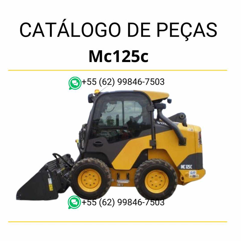 Catálogo de peças da minicarregadeira Volvo MC125C em PDF, com conteúdo técnico detalhado em português para manutenção precisa.