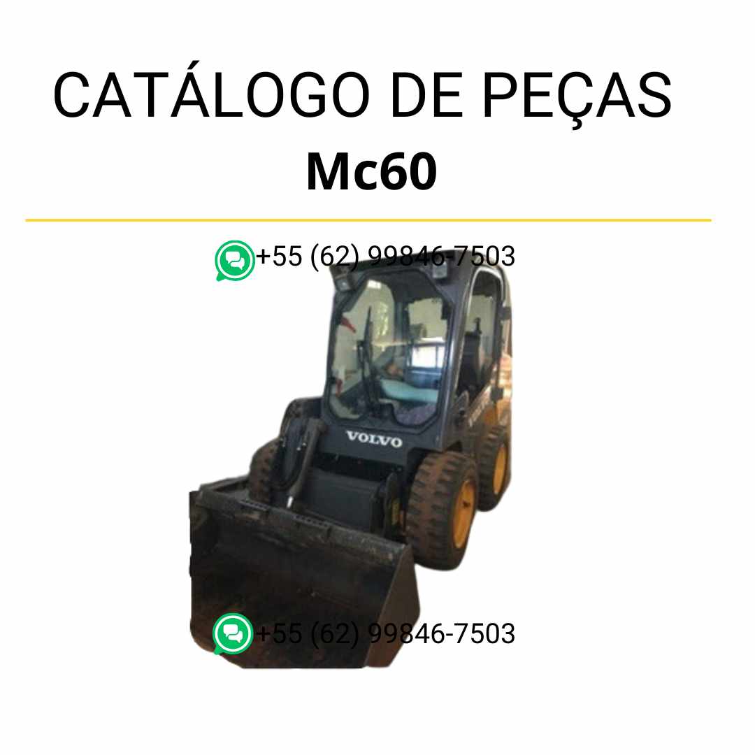 Catálogo de peças em PDF da minicarregadeira Volvo MC60 com códigos, diagramas detalhados e conteúdo em português.