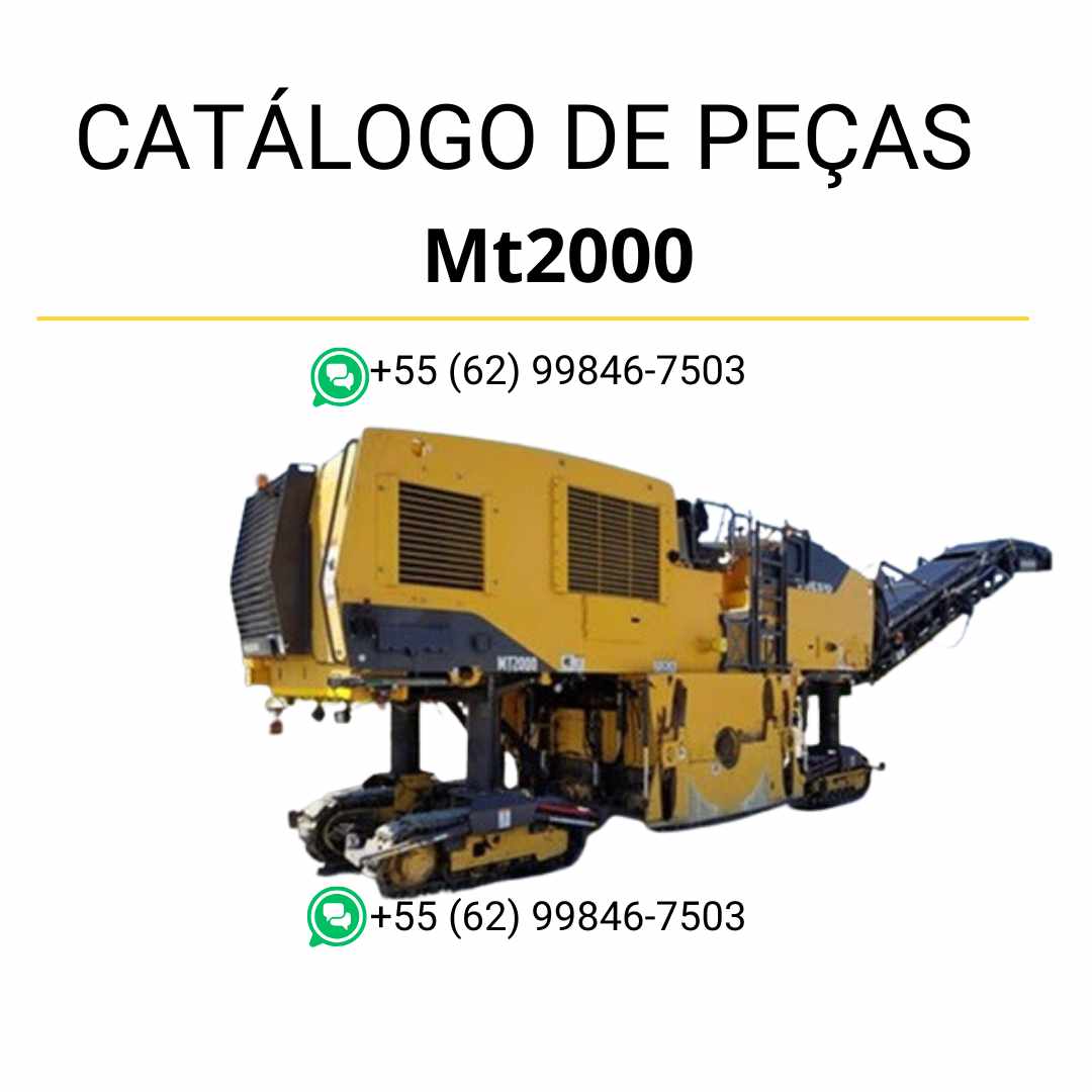 Catálogo de peças em PDF para equipamento de fresagem sobre esteiras Volvo MT2000, com conteúdo técnico ilustrado em português.