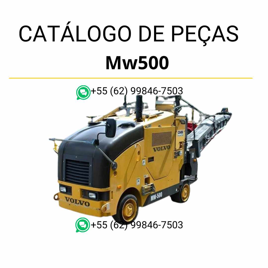Catálogo de peças em PDF do equipamento de fresagem sobre rodas Volvo MW500, com diagramas técnicos e conteúdo em português para manutenção eficaz.