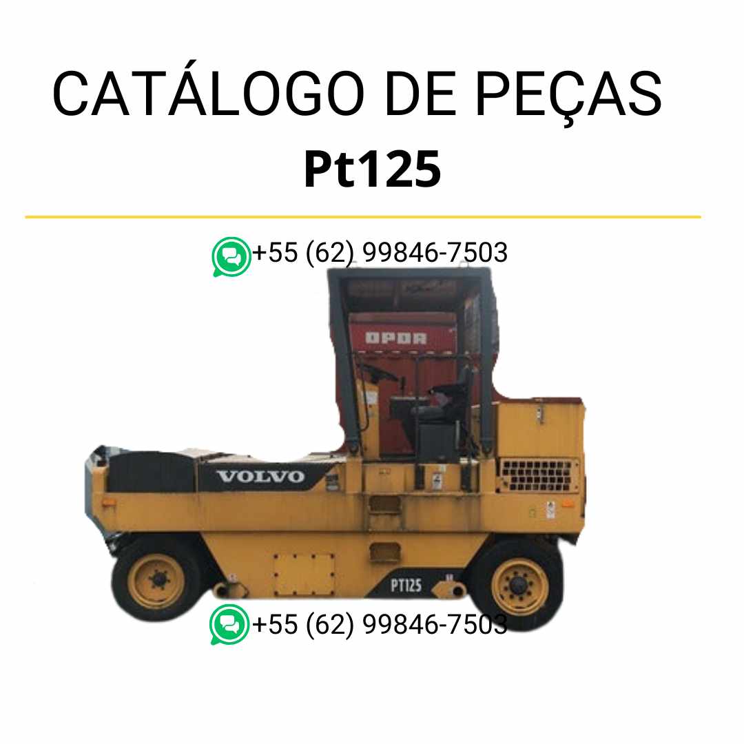 Catálogo de peças em PDF do compactador de asfalto Volvo PT125 – diagramas técnicos em português com códigos de componentes