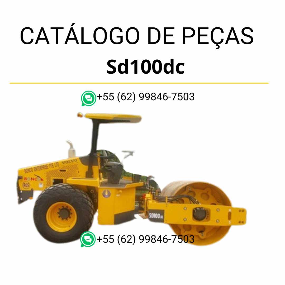 Catálogo de peças em PDF do compactador de solo Volvo SD100DC – conteúdo técnico em português com diagramas detalhados e códigos de peças