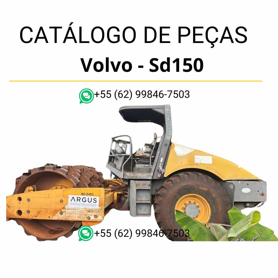 Catálogo técnico em PDF para compactador de solo Volvo SD150, com diagramas de peças e conteúdo em português para manutenção completa