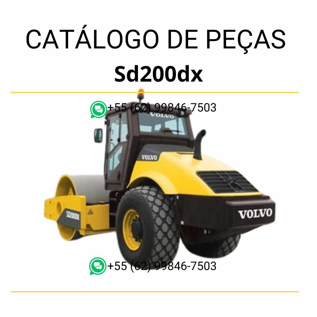 Catálogo de peças em PDF do compactador de solo Volvo SD200DX em português, com diagramas técnicos e códigos completos para manutenção