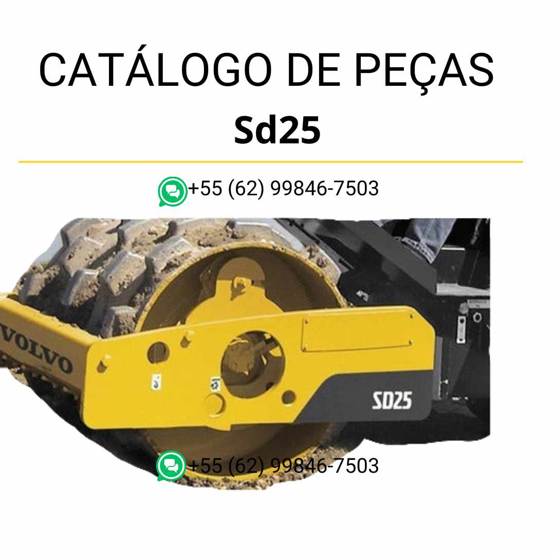 Catálogo de peças em PDF para compactador Volvo SD25, com diagramas técnicos detalhados em português para manutenção e identificação rápida