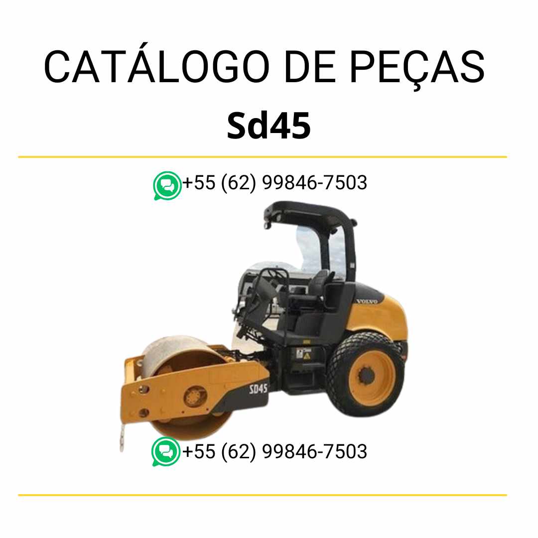 Catálogo PDF de peças para compactador de solo Volvo SD45, com diagramas técnicos em português para suporte à manutenção e reposição eficiente