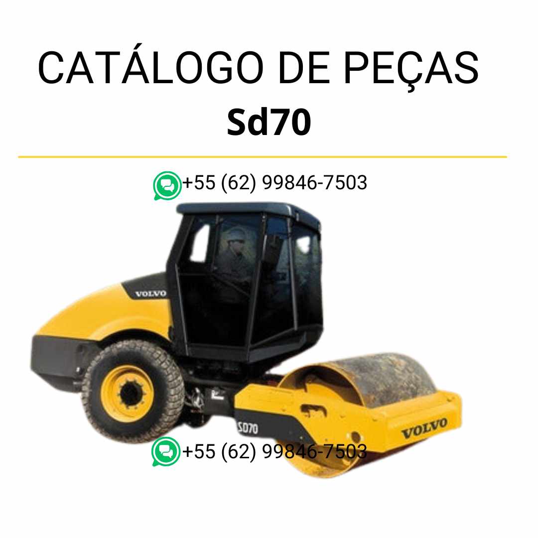 Catálogo de peças em PDF para compactador de solo Volvo SD70, com diagramas técnicos e conteúdo em português para manutenção e reparos eficientes