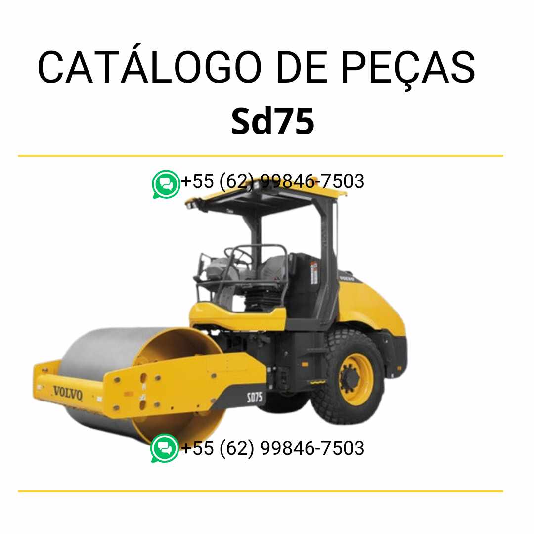 Catálogo de peças em PDF para compactador de solo Volvo SD75, com diagramas técnicos e conteúdo em português para manutenção precisa e identificação de componentes