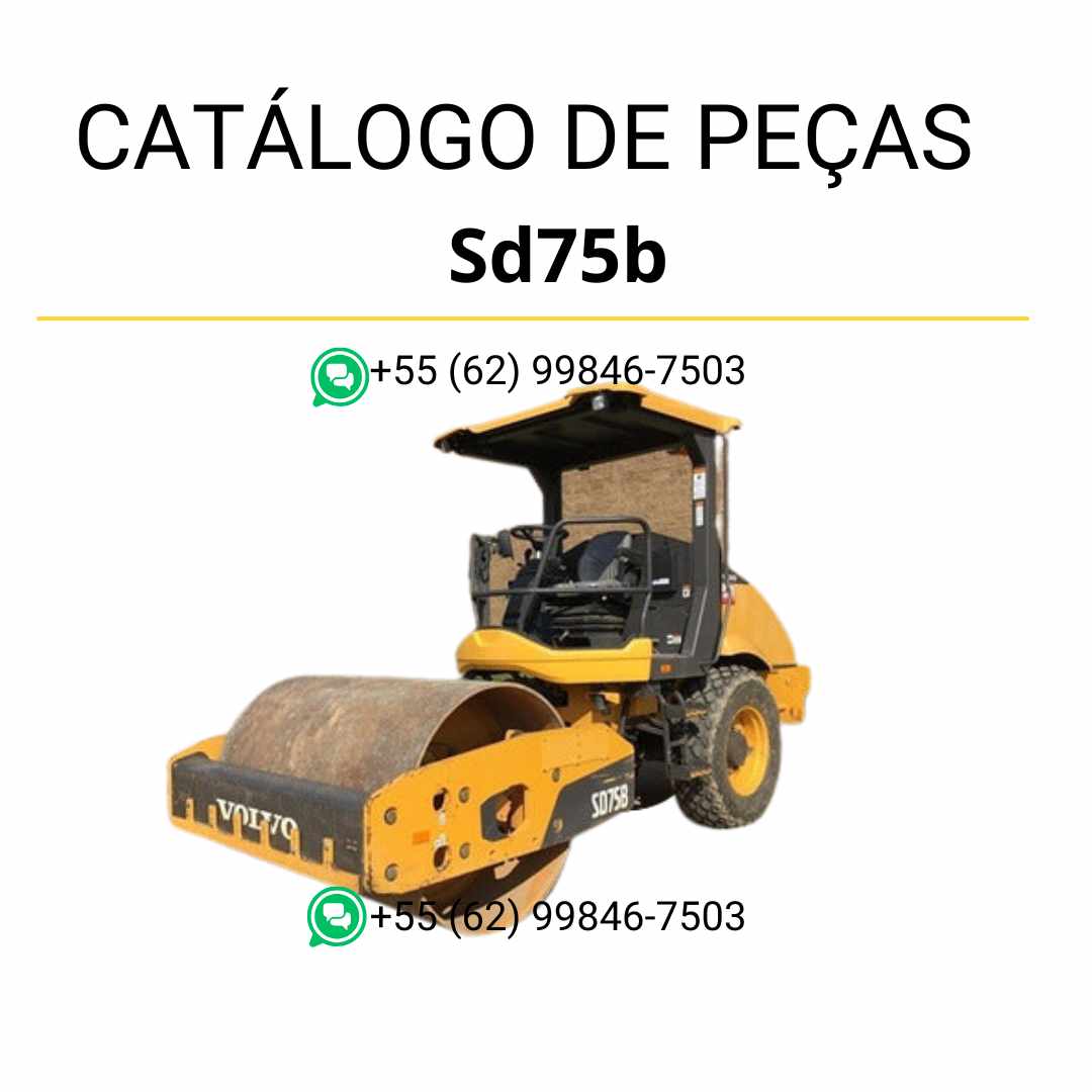 Catálogo de peças em PDF para compactador de solo Volvo SD75B, com diagramas detalhados em português para suporte técnico e manutenção eficiente.