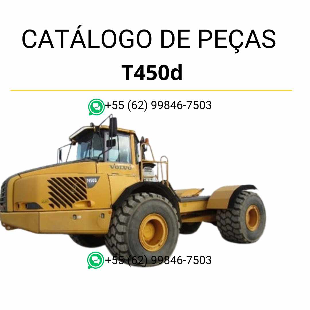Catálogo de peças em PDF do caminhão articulado Volvo T450D – conteúdo técnico em português com diagramas e identificação de componentes