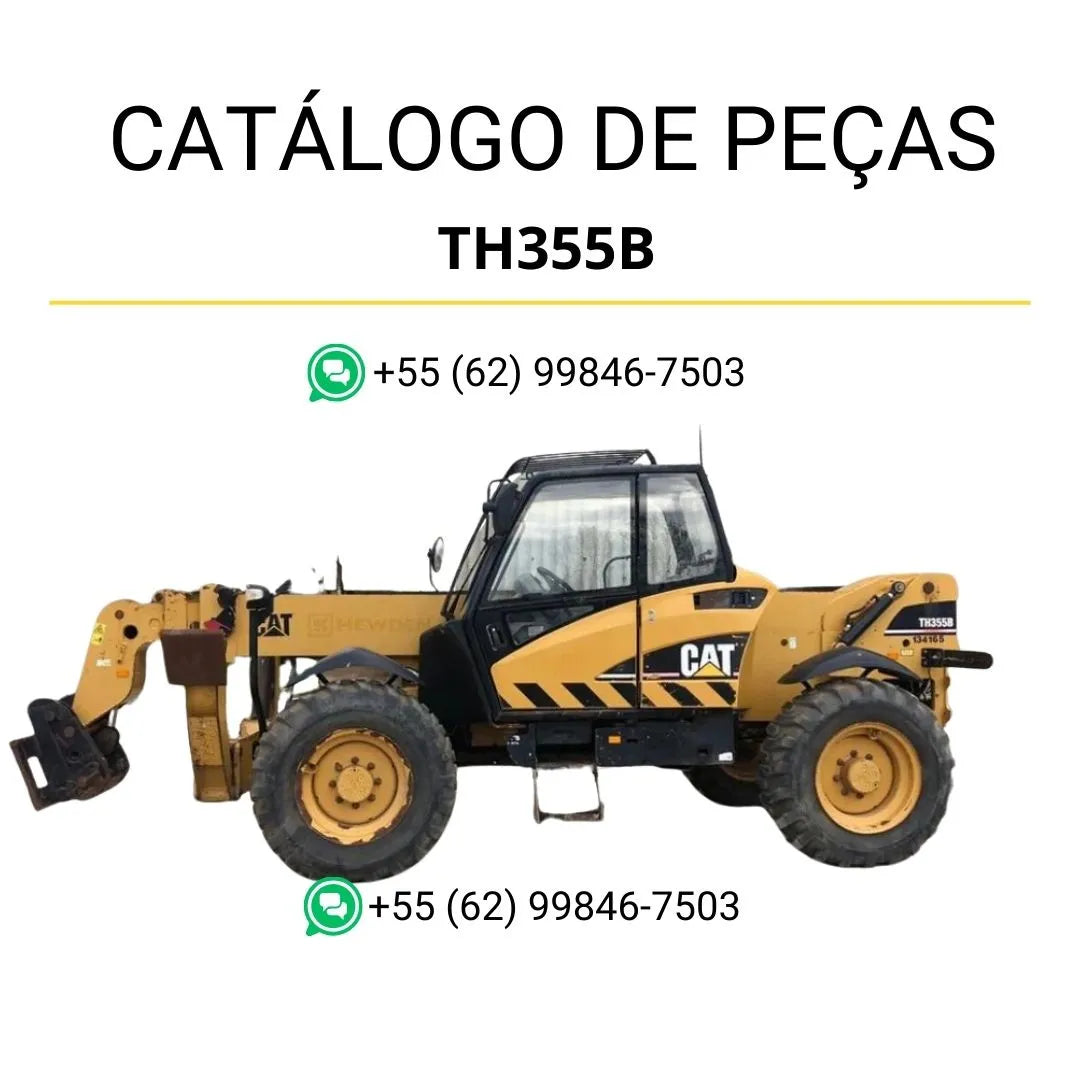 Catálogo de peças Caterpillar TH460B em PDF com diagramas detalhados e lista completa de componentes originais do manipulador telescópico.