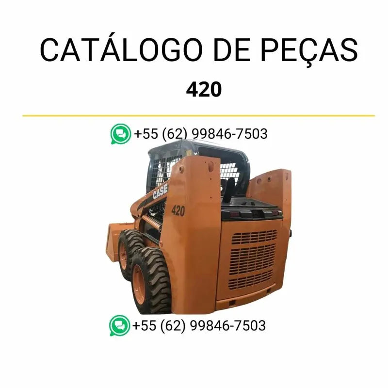 Catálogo de peças CASE 420 em PDF, com diagramas ilustrados e identificação completa dos componentes da minicarregadora.