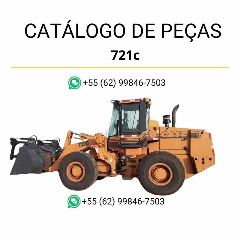 Catálogo de peças Case 721C pá carregadeira em PDF com vistas explodidas e identificação completa dos conjuntos e componentes originais.