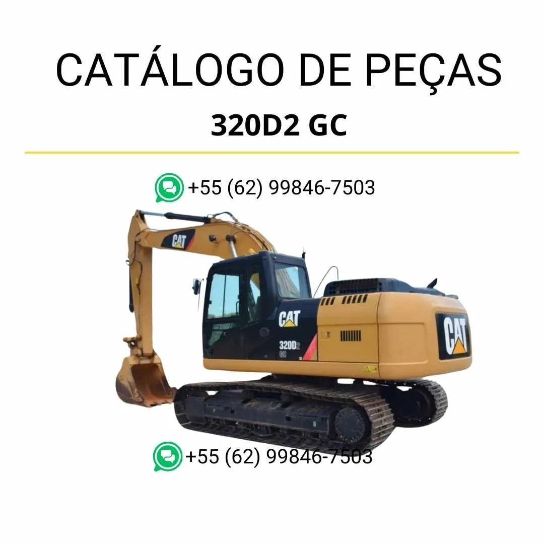 Catálogo de peças Caterpillar 320D2 L em PDF com diagramas detalhados e identificação completa dos componentes da escavadeira.