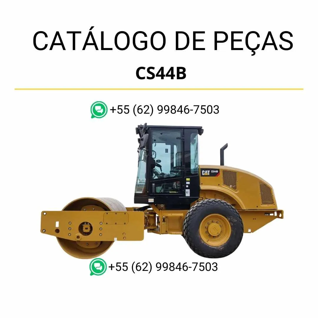 Catálogo de peças Caterpillar CS44B em PDF com ilustrações técnicas detalhadas e relação completa de componentes originais da máquina.