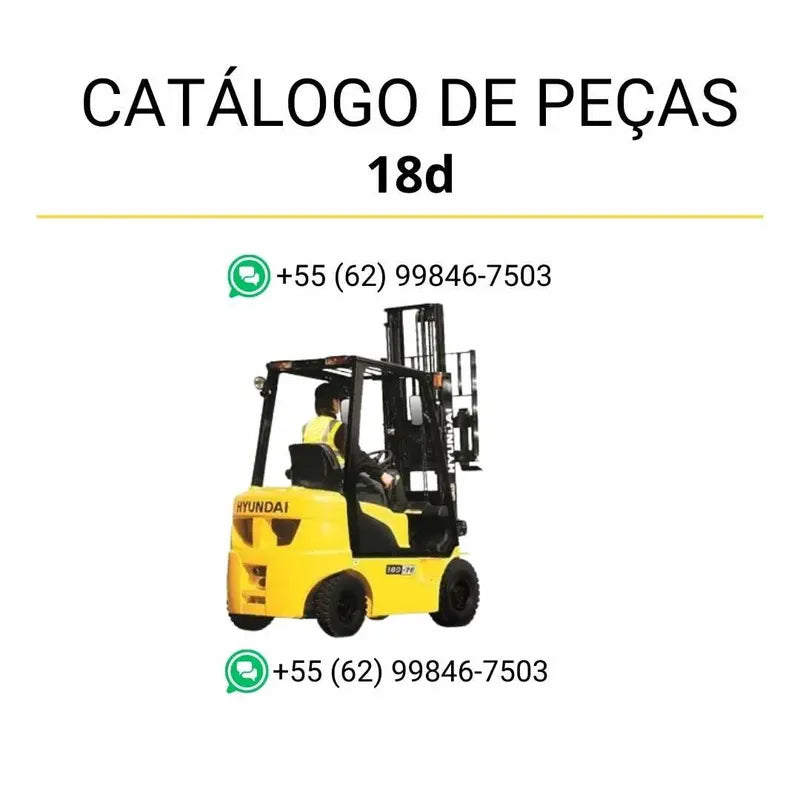 Catálogo de peças Hyundai 15D-18D-20DA-7E em PDF com diagramas detalhados e lista técnica de componentes originais da empilhadeira.