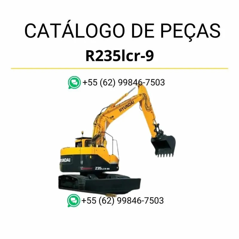 Catálogo de peças da escavadeira Hyundai R235LCR-9 em PDF, com vistas explodidas detalhadas e lista completa de componentes originais.