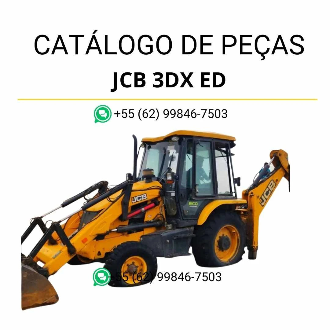Catálogo de peças JCB 3DXHM em PDF com ilustrações técnicas e identificação completa dos sistemas da retroescavadora