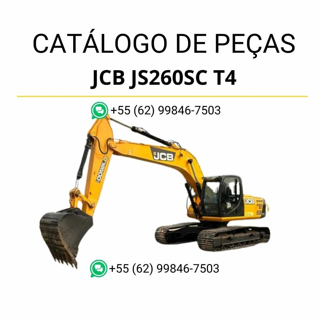 Catálogo de peças JCB JS260SXD T4 em PDF com ilustrações técnicas detalhando todos os conjuntos e componentes da escavadeira