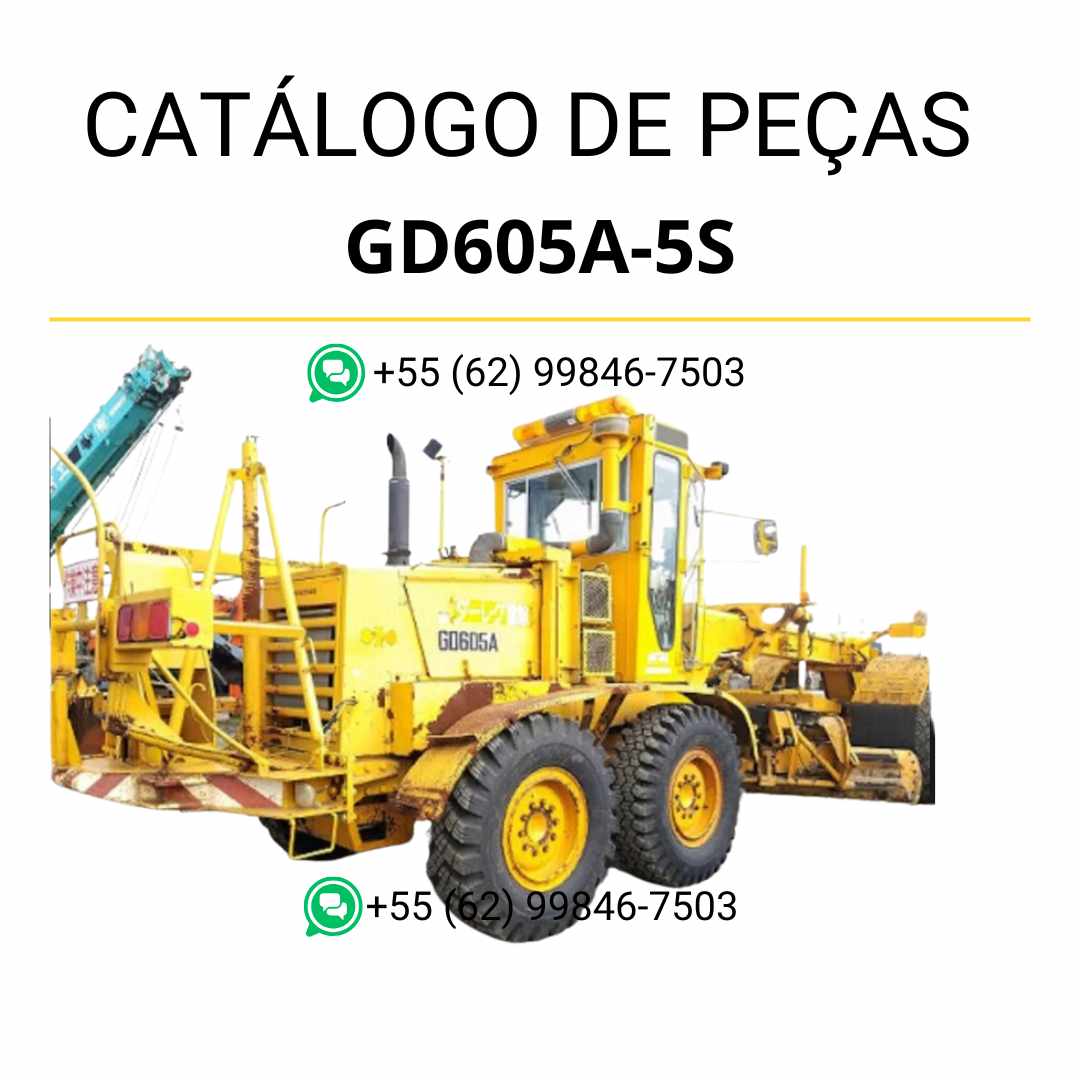 Catálogo de peças Komatsu GD611A-1 em PDF, com diagramas detalhados e identificação dos componentes originais da motoniveladora.
