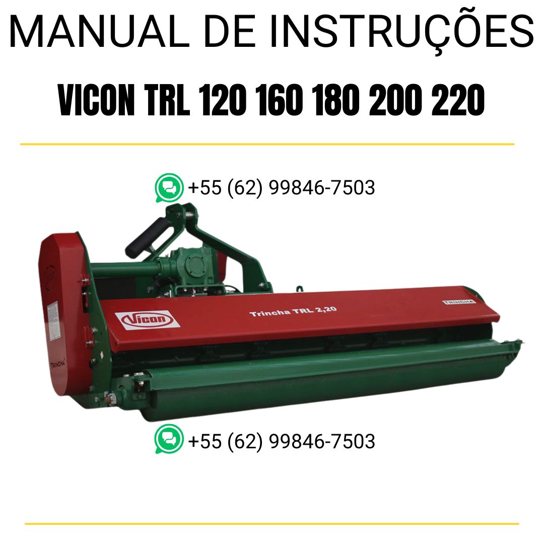 MANUAL DE INSTRUÇÕES E CATALOGO DE PEÇAS PDF TRINCHA TRL 120 160 180 200 220 - VICON