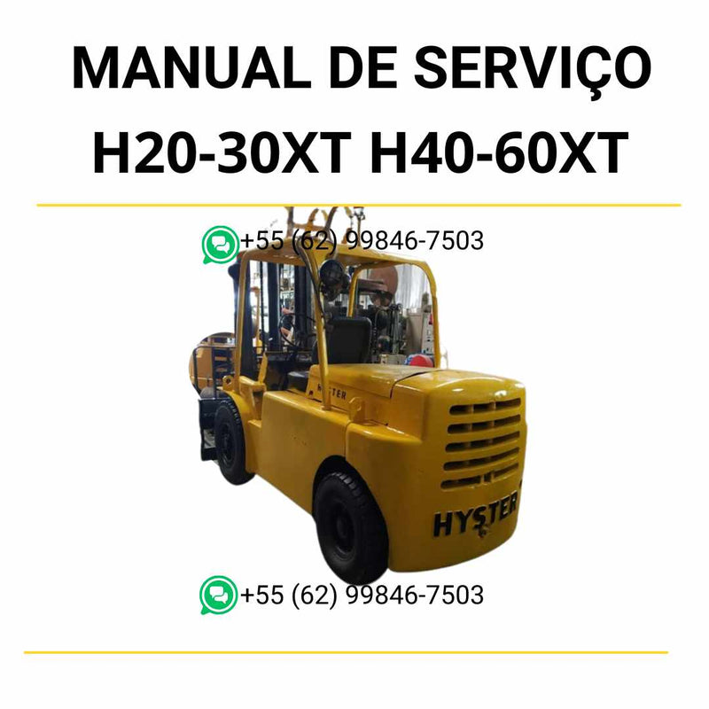 Manual de diagnóstico e solução Hyster H2.0-3.0XT e H40-60XT em PDF com procedimentos técnicos e instruções de reparo detalhadas.